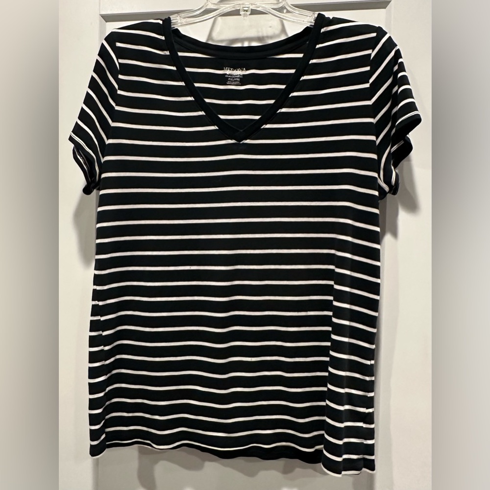 MERONA Black and White Striped Top/Tee
